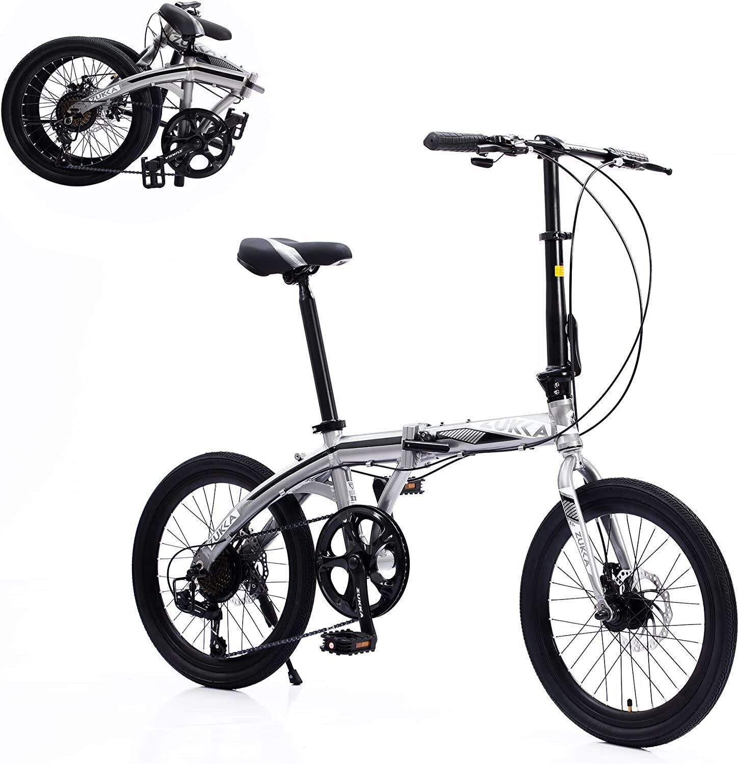 20" Foldable Bike Shimano 8-Speed Dual Disc Brake for Women Men Junior Senior