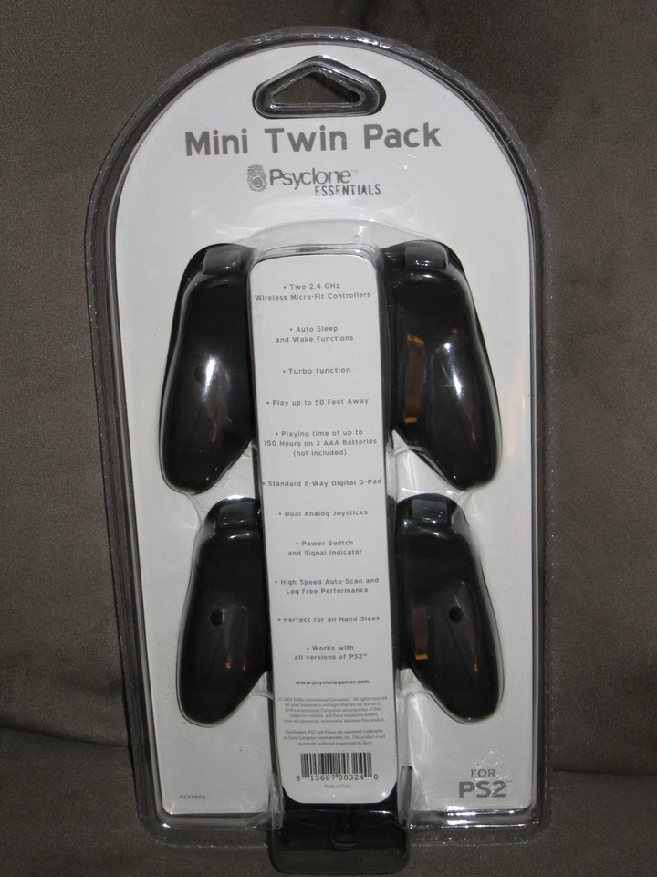 PSYCLONE WIRELESS TWIN PACK FOR PLAYSTATION 2 PS2 MODEL PSY9604 NEW SEALED RARE - Image 2 of 4