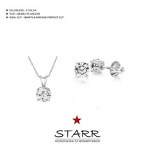 3.00 Carat D Color VVS1 Clarity Moissanite Earring &Pendant Set STARR MOISSANITE