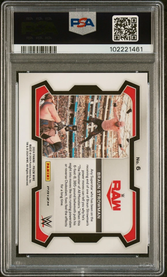 2024 Prizm WWE Braun Strowman Ruby Wave #6 PSA 10 Pop 1 - Image 2 of 2