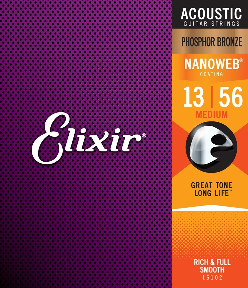 Cordes ELIXIR 13-56 Nanoweb Phosphore Bronze MEDIUM - Photo 1/3