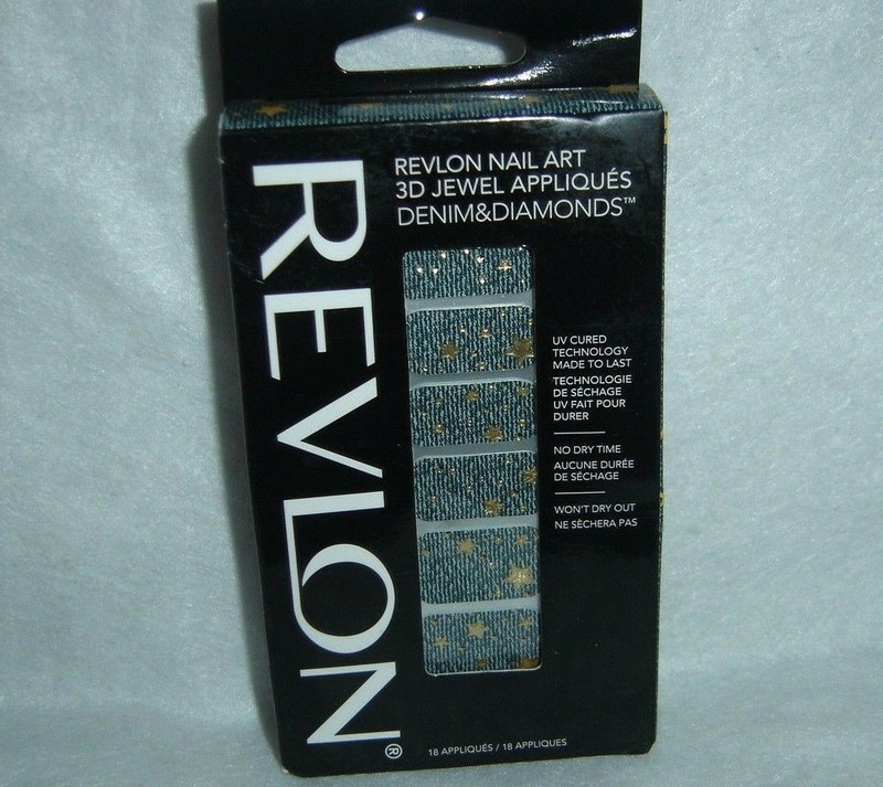 REVLON*Nail Art*3D JEWEL APPLIQUES~18 DENIM&DIAMONDS~#05 STAR-STUDDED~NEW~BOXED 