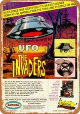 METAL SIGN Invaders U.F.O. 1968 Aurora Model Kit Metal Sign 9" x 12" 141WC07