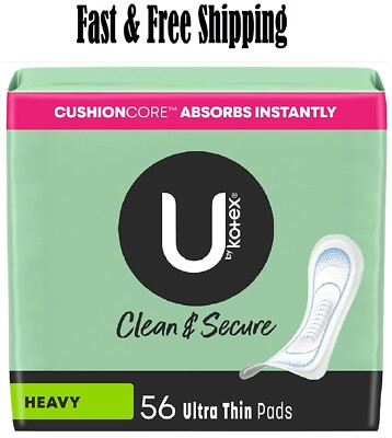 #ad #ad U by Kotex Clean amp; Secure Ultra Thin Pads Heavy Absorbency 56 Count $14.23