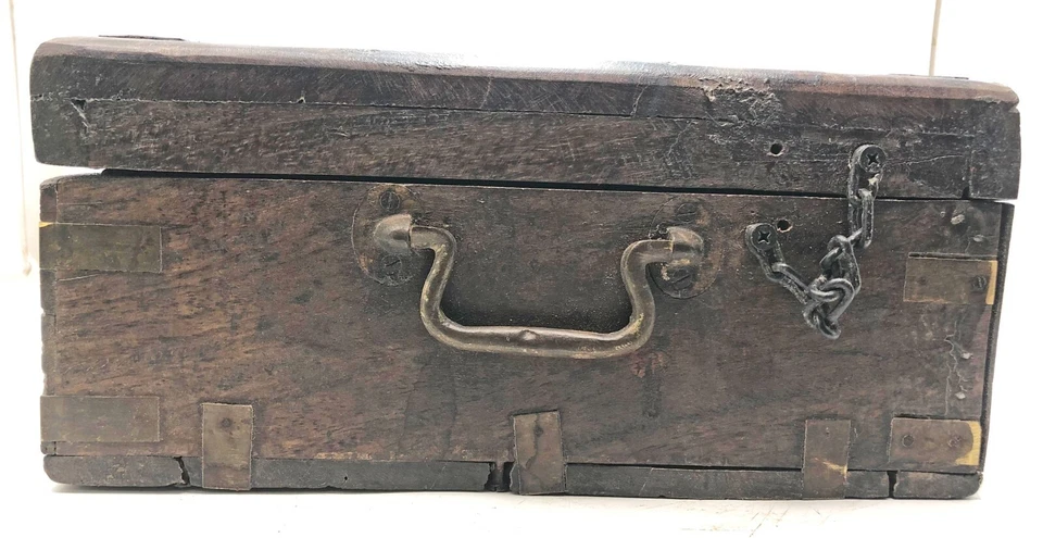 Antique Wooden Merchants' Cash Chest Box Original Old Hand Crafted - Image 4 of 4