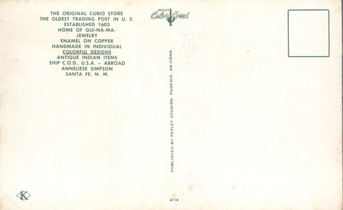 Original Curio Store Postal Comercial Más Antigua en EE. UU. Santa Fe Nuevo México - Imagen 2 de 2