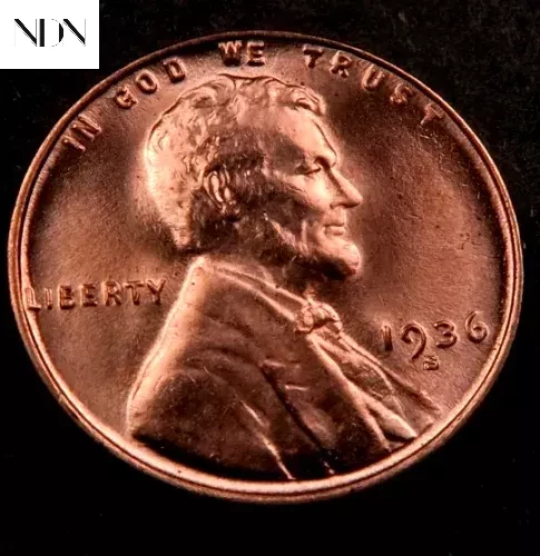 1936-S Lincoln Wheat Penny Cent - Gem BU Red