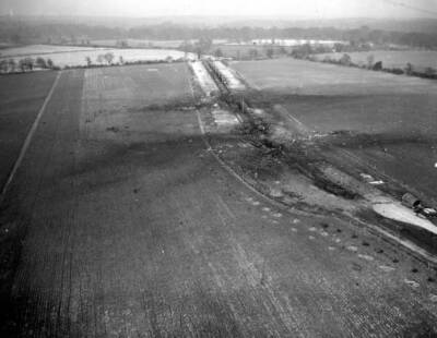 The debris caused by an ammunition explosion in Marlborough Wiltsh- Old Photo