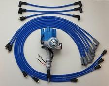 Chevy 327 350 Small Blue Female Cap Hei Distributor 8.5mm Wires Under Exhaust
