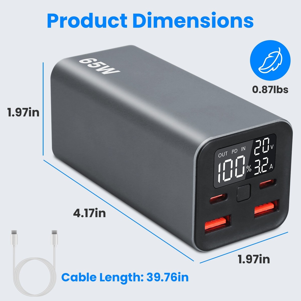 20000mah 65W USB-C PD Laptop Power Bank Fast Charging Power Bank