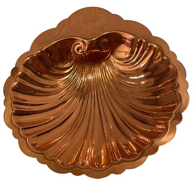 Footed Shell Dish Copper craft Guild Taunton MA Vintage Trinket Soap Candy Dish