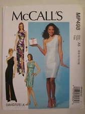 McCalls MP498 David Tutera Lined Dress Pattern Formal Bridal 6-14 One Shoulder