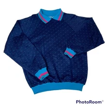 Vtg 80s Gitano Grandma Sweatshirt Quilted Collared Flower Pink Green Size S