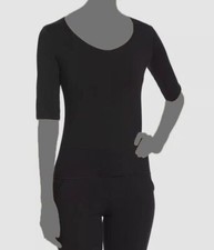 Emporio Armani Women's Black Solid Soft Scoop-Neck Tee Top Size 40