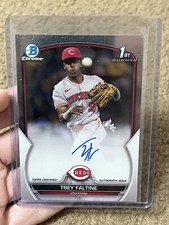 2023 Bowman Chrome Trey Faltine 1st RC On Card AUTO #CPA-TF Reds