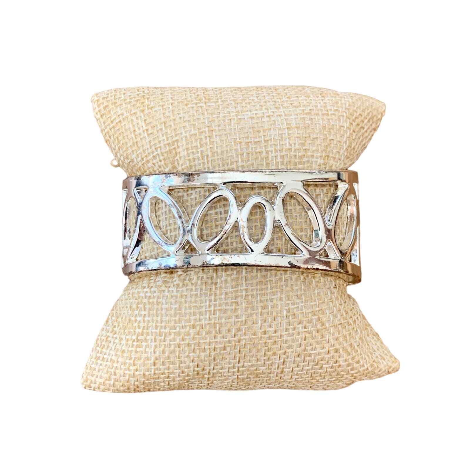 Silver Tone Crystal Scroll Hinged Cuff Bracelet - image 4