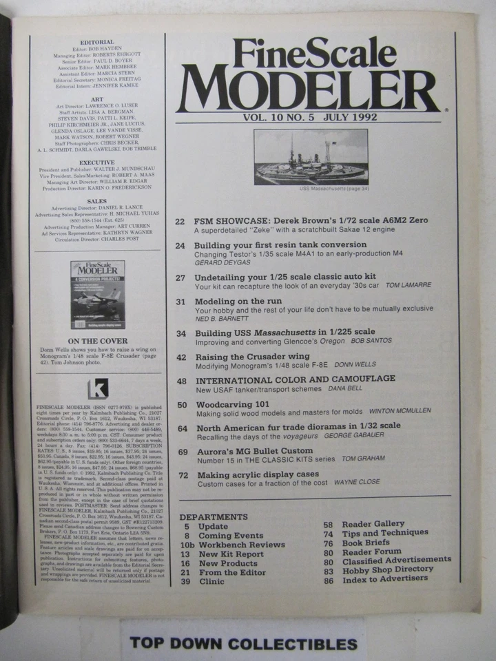Fine Scale Modeler Magazine  July 1992  Derek Brown's A6M2 Zero 1/72 Scale - Image 2 of 2