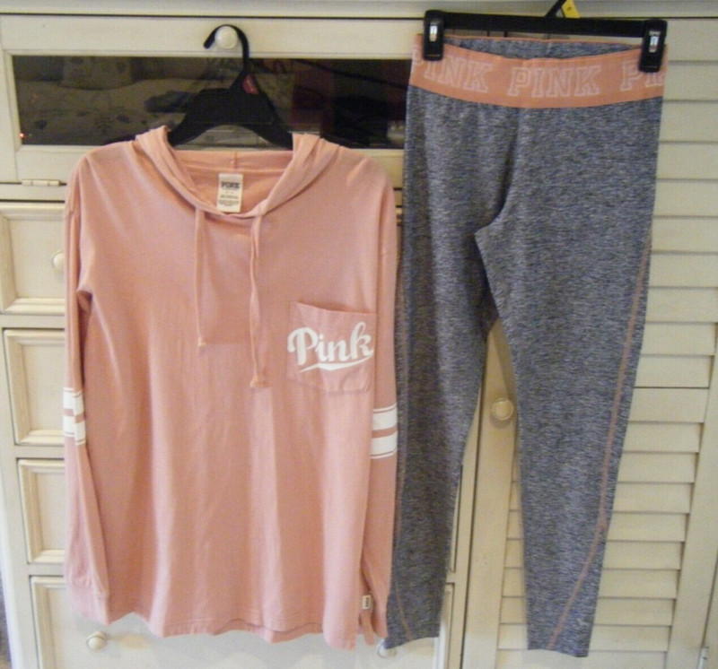 PINK Victoria's Secret  Fitness Outfit Size Small Hoodie /Legging Blush