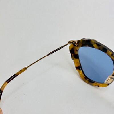 MIU MIU NOIR 04Q Brown Havana Blue Foil Leather Crystal Stud Sunglasses MU04QS MIU MIU NOIR 04Q Brown Havana Blue Foil Leather Crystal Stud  main image 2