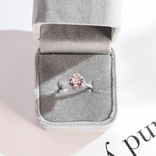 2.60Ct Heart IGI Lab Grown Fancy Vivid Pink Diamond Wedding Ring 14K White Gold - Picture 9 of 15
