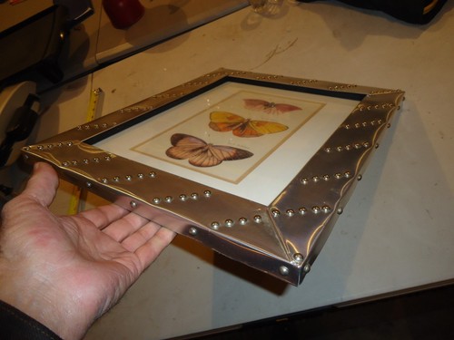 (B) UNIQUE NAIL ART FRAME CHROME STEAM PUNK Butterfly Matted Picture Art Decor - Picture 6 of 6