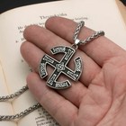 Sterling Silver 925 22" Rope Necklace Mens Viking Celtic Knot Sun Wheel pendant