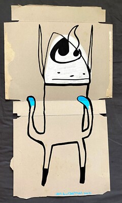 Jon Burgerman RARE EARLY Original 2002, signed and datiert, Mixed Media work 