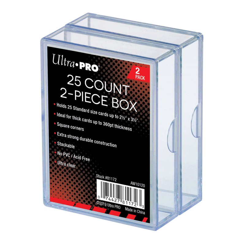 Lot of 2 Ultra Pro 25 Count 2 Piece Card Clear Storage Box 2 box pack #81172