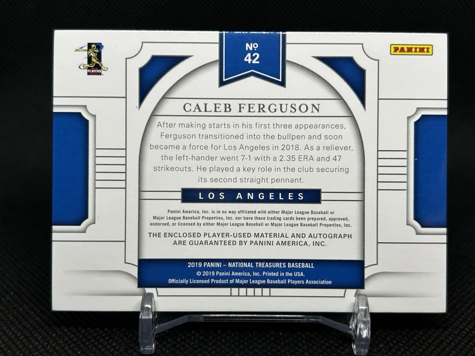 2019 Panini National Treasures Holo Gold /25 Caleb Ferguson #42 RC Auto Pirates - Image 4 of 4