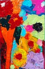 colorful Abstract FLORAL PAINTING POP ART Recycled CB Original SWARTZMILLER DNA