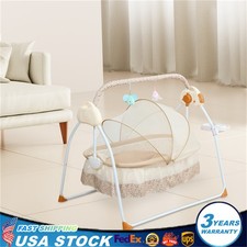 Portable Electric Bluetooth Baby Swing Cradle Bassinet Rocking Crib Infant Bed
