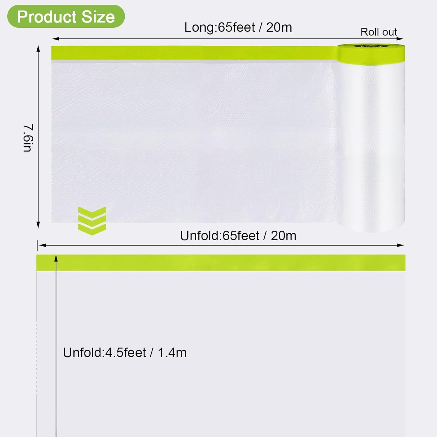 Pre Taped Masking Film Plastic Covering for Painting Projects