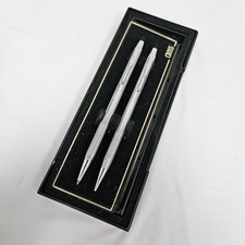 Vintage Cross Pen and Mechanical Pencil Set w/ Original Box Chrome 350105