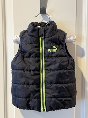 PUMA Infant/Toddler Puffer Vest - Navy w/Key Lime Green Detail - Boys' 12 Mo.