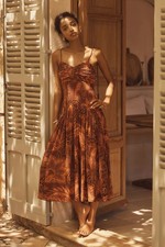 NWT Anthropologie X Farm Rio Drop-Waist Printed Midi Dress