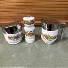 3pc Vtg Gemco Corning Ware Cream Pitcher Sugar Spice of Life Milk Glass