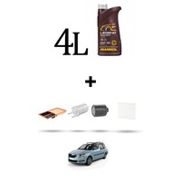 Hoffcar Wartungsset 4 Filter Und 4L ÖL FüR Skoda Roomster 1.4 16V 63KW Ab 200