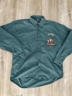 Tex Avery 1992 Chemise homme verte L 100% coton manches longues brodée - Photo 1/4
