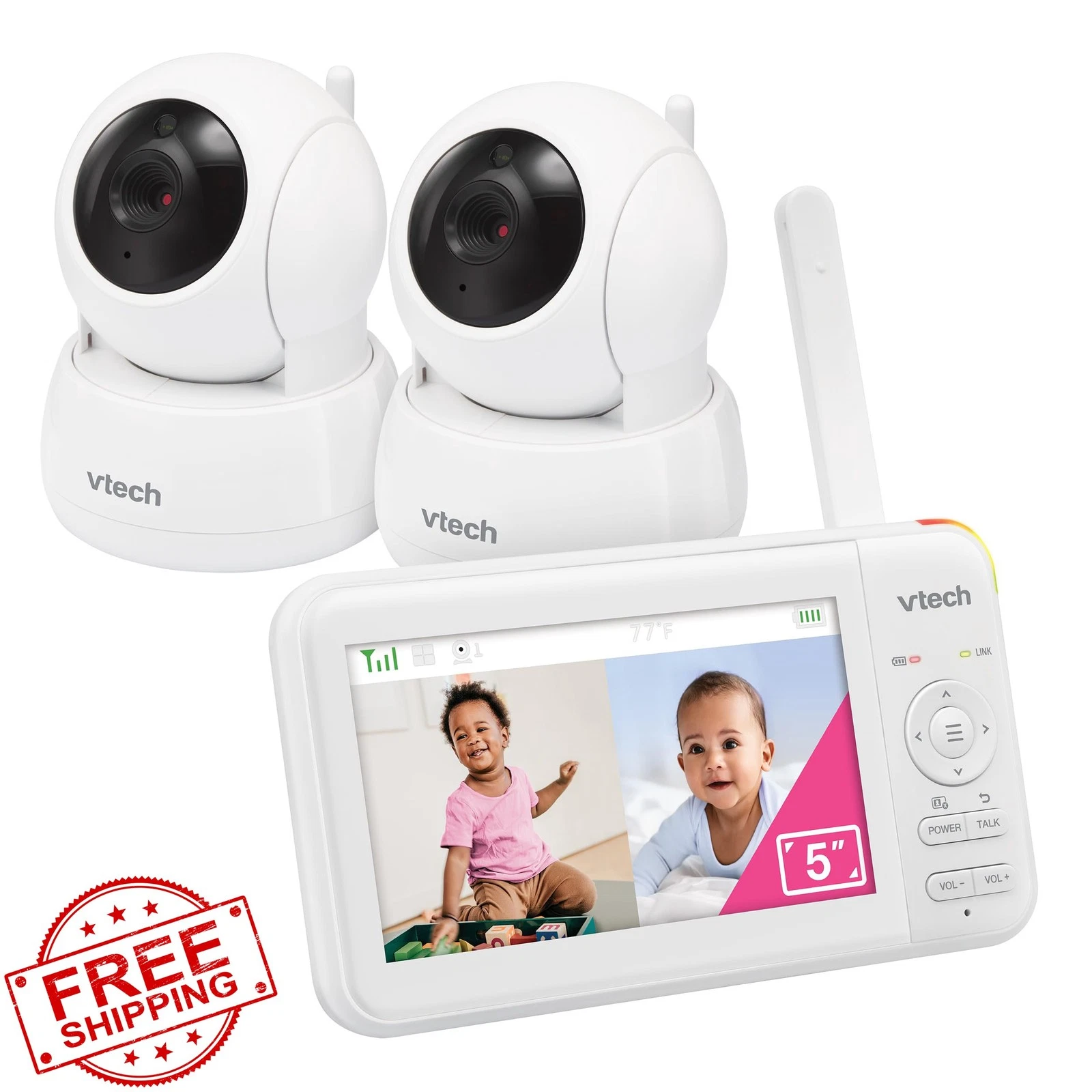 VTech 924-2W Video Baby Monitor 2 Cameras 5" LCD 1000ft Range