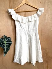 Zara size L (12) cream bardot dress milkmaidcore cottagecore beach holiday BOHO