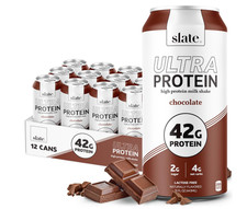 Slate Milk Protein Shake Chocolate 42g 15oz 12Pk 1g Sugar Keto 4.44 per gallon