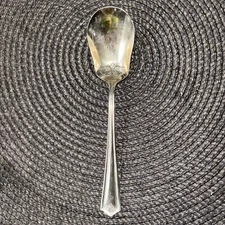 Vintage Rogers Flor de Lis Sugar Berry Spoon Marked Silver Nickel Antique
