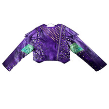 Disney Mal Descendants Purple Studded Faux Leather Jacket Kids 7/8 Costume Coat