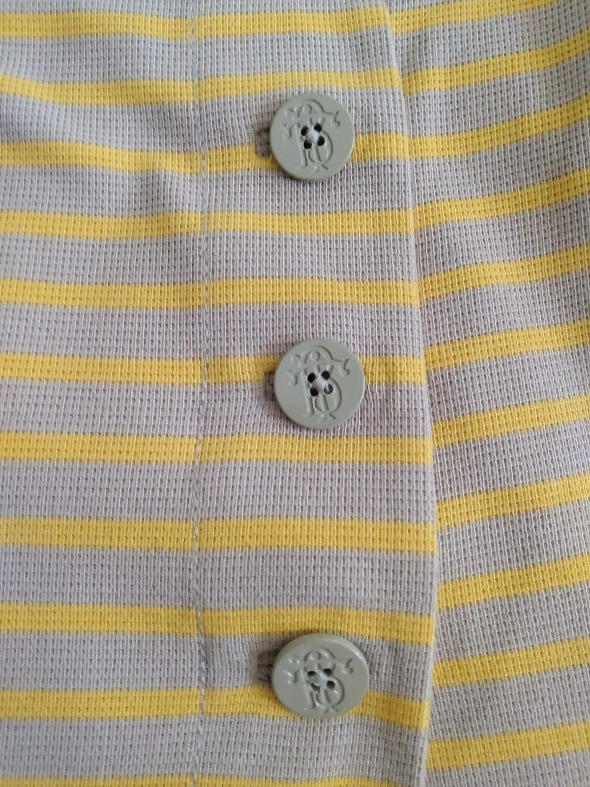 Abito Tory Burch S giallo marrone a righe cotone manica corta gonna aperta con bottoni