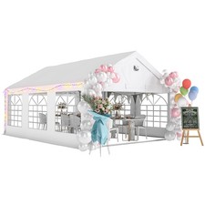 Outsunny 6 x 4 m Party Tent, Heavy Duty Gazebo Canopy with Windows, White