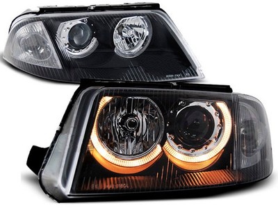 Headlights for VW Passat B5 Fl 2000-2002 2003 2004 2005 VR-1636 Angel Eyes Black