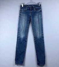 American Eagle Skinny Jeans Womens Size 00 Regular Low Rise Super Stretch Blue