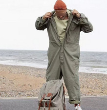 Mens Workwear Jumpsuit Trousers One-piece Pants Loose Overalls Cargo Worker Suit