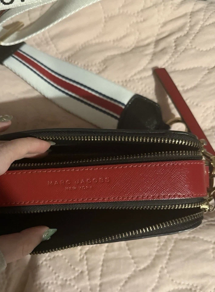 Marc Jacobs Snapshot Crossbody Bag Blue White Cream Leather - Image 4 of 4