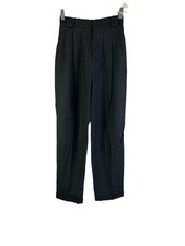 Vintage 90s Womens 6 Petite Wool Pleated Pinstriped Cuffed Dress Pants Old Money
